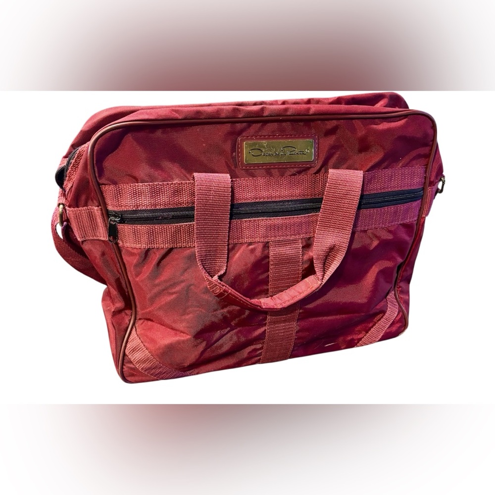 ⭐️VTG Oscar De La Renta Nylon Burgundy/Maroon Shoulder Tote Carry on Travel Bag